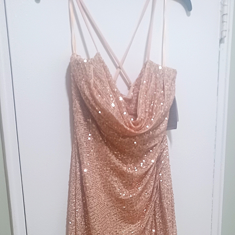 NW Nightway Gold Beaded Gown